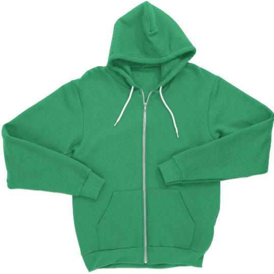 Green Unisex Zip-up Hood